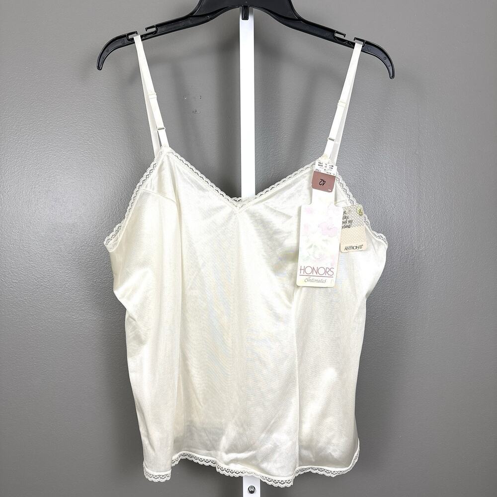 Vintage Honors Intimates Camisole 42 Antron III Nylon Cream Lace NWT NOS Cami